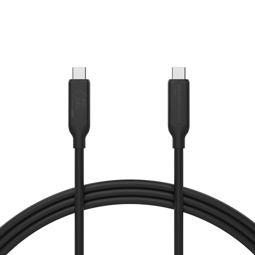 0840324408683 - AMAZON BASICS - 4.0 FAST CHARGER CABLE USB-C TO USB-C , 40 GBPS SPEED, 8K VIDEO, USB-IF-CERTIFIED THUNDERBOLT, FOR APPLE IPHONE 15, IPAD, SAMSUNG GALAXY, TABLETS, LAPTOPS, 1 M, BLACK
