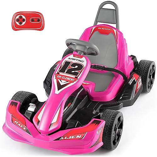 0840325625720 - ELEMARA ELECTRIC GO KART FOR KIDS, 12V 7AH 2WD BATTERY POWERED RIDE ON CARS WITH PARENT REMOTE CONTROL FOR BOYS GIRLS,VEHICLE TOY GIFT WITH ADJUSTABLE SEAT,SAFETY BELT,MP3,HORN,MUSIC,FUSCIA PINK
