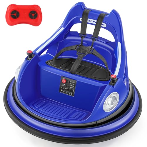 0840325632582 - ELEMARA RIDE ON BUMPER CAR FOR TODDLERS, 1.9MPH MAX, 12V BATTERY CAR FOR KIDS W/PARENT REMOTE, 2-SPEED, 2 DRIVING MODE, 360° SPIN, ELECTRIC BUMPING CAR WITH MUSIC, 5 LIGHTING MODE, DIY STICKERS, BLUE