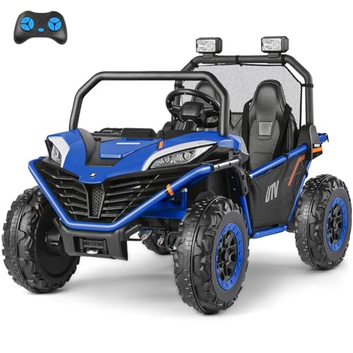 0840325633053 - ELEMARA 2 SEATER RIDE ON CAR FOR KIDS GIFT,12V 10AH ELECTRIC OFF-ROAD TRUCK,4MPH LARGE CAR,SIDE BY SIDE VEHICLE MAX 140LBS WITH REMOTE CONTROL,LED LIGHT,BLUETOOTH,3 SPEEDS,2 SPRING SUSPENSION,BLUE