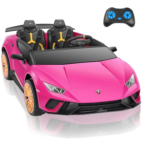 0840325649245 - ELEMARA LAMBORGHINI RIDE ON CAR 2 SEATER, 12V10AH BATTERY POWERED CAR FOR KIDS, 4.0 MPH, MAX 130LBS, ELECTRIC CAR WITH REMOTE CONTROL, 3 SPEEDS, MP3, LED LIGHT, CAR FOR KIDS TO DRIVE 3-8, ROSE PINK