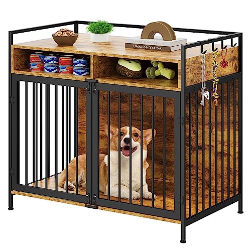 0840332322599 - YITAHOME XL DOG CRATE FURNITURE, 41 HEAVY DUTY DOG KENNEL WITH 2 DRAWERS END TABLE, WOODEN DOG CAGE INDOOR DOG HOUSE PET CRATE TABLE WITH DOUBLE DOORS FOR LARGE SMALL MEDIUM DOGS,BROWN