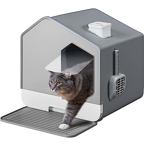 0840332323046 - YITAHOME EXTRA LARGE ENCLOSED CAT LITTER BOX WITH MAT AND LITTER SCOOP, ODORLESS ANTI-SPLASHING XL COVERED HOODED CAT BOX, NO INSTALLATION NEEDED