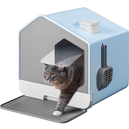 0840332331003 - YITAHOME EXTRA LARGE ENCLOSED CAT LITTER BOX WITH MAT AND LITTER SCOOP, ODORLESS ANTI-SPLASHING XL COVERED HOODED CAT BOX, NO INSTALLATION NEEDED