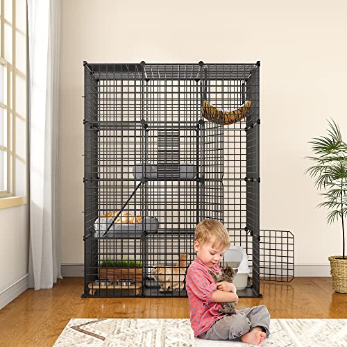 0840332362922 - YITAHOME CAT CAGE INDOOR LARGE 4-TIER CAT ENCLOSURE METAL WIRE CAT KENNELS DIY CAT PLAYPEN CATIO WITH LARGE HAMMOCK FOR 1-3 CATS