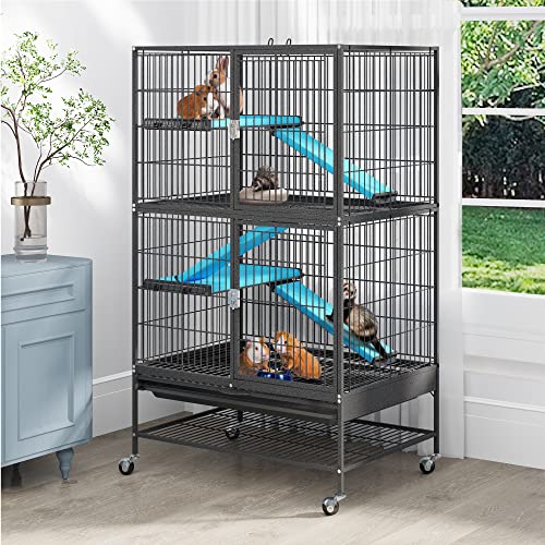 0840332386928 - YITAHOME METAL 4-TIERS SMALL ANIMAL CAGES FOR ADULT RATS/RABBIT/FERRET/CHINCHILLA/CATS/GUINEA PIG/LARGE HAMSTER INDOOR CRITTER NATION CAGE DOUBLE-STORY