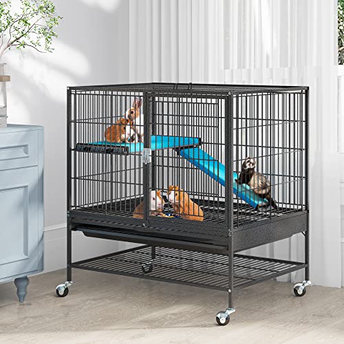 0840332389554 - YITAHOME METAL 2-TIERS SMALL ANIMAL CAGES FOR ADULT RATS/RABBIT/FERRET/CHINCHILLA/CATS/GUINEA PIG/LARGE HAMSTER INDOOR CRITTER NATION CAGE SINGLE-STORY