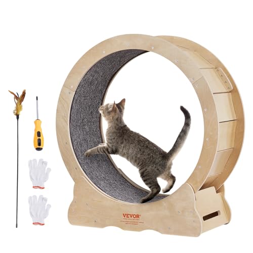 0840349982441 - VEVOR CAT EXERCISE WHEEL, CAT TREADMILL WHEEL FOR INDOOR CATS, 29.5 INCH CAT RUNNING WHEEL WITH DETACHABLE CARPET AND CAT TEASER FOR RUNNING/WALKING/TRAINING, SUITABLE FOR MOST CATS
