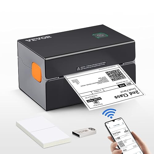 0840349984254 - VEVOR 300DPI BLUETOOTH THERMAL LABEL PRINTER W/AUTO RECOGNITION & ROHM PRINTER HEAD, WIRELESS SHIPPING LABEL PRINTER FOR 1.57 - 4.25 WIDTH LABELS, SUPPORT WINDOWS/MACOS/LINUX/CHROMEBOOK/ANDROID/IOS