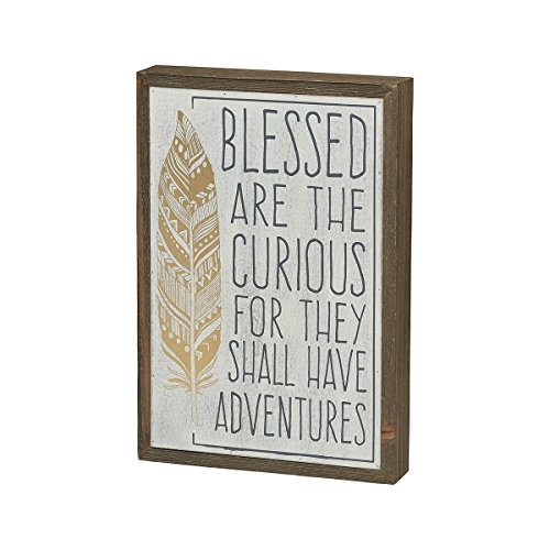 0840368114243 - COLLINS 11 WOOD BLOCK BLESSED ARE THE CURIOUS DECORATIVE BARN SHELF SITTER