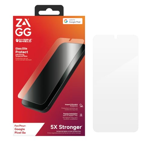 0840390302090 - ZAGG GLASS ELITE GOOGLE PIXEL 8A SCREEN PROTECTOR - ULTRA-DURABLE TEMPERED GLASS, 5X STRONGER, SMUDGE-FREE, EASY INSTALL, ECO-FRIENDLY