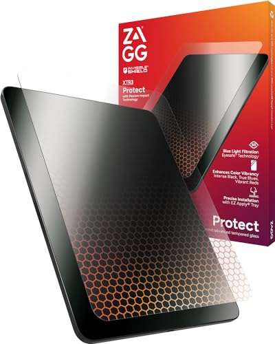 0840390311788 - ZAGG XTR3 IPAD AIR 11 (M2) SCREEN PROTECTOR - EYESAFE BLUE LIGHT FILTER, ANTI-REFLECTIVE, MADE WITH RECYCLED GLASS, EASY APPLY INSTALLATION, MAXIMUM SCREEN PROTECTION - PROTECT YOUR EYES & SCREEN