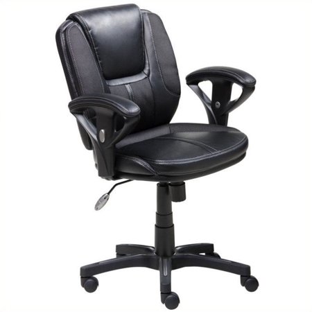 0840391205635 - SERTA 43671 FAUX LEATHER/MESH TASK CHAIR, BLACK WITH SILVER ACCENTS
