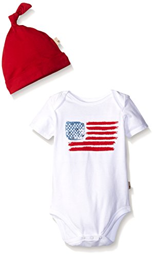 0840635108647 - BURT'S BEES BABY BABY AMERICAN FLAG ORGANIC BODYSUIT AND HAT SET, CLOUD, 0-3 MONTHS
