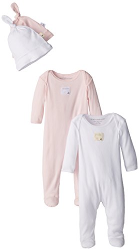 0840635133175 - BURT'S BEES BABY-GIRLS ORGANIC SET OF 2 FOOTED COVERALL AND 2 CAPS, BLOSSOM, 3 MONTHS