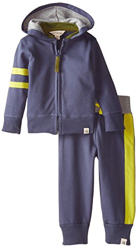 0840635180629 - BURT'S BEES BABY BABY BOYS' ORGANIC FRENCH TERRY ZIP HOODIE AND CUFF PANT, BLUE SMOKE, 18 MONTHS