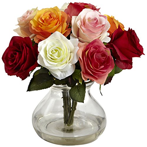 0840703111920 - NEARLY NATURAL 1367-AS ROSE ARRANGEMENT WITH VASE, ASSORTED