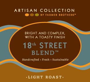 0840825013638 - FARMER BROTHERS 18TH STREET BLEND COFFEE POT PACKS 100% ARABICA - LIGHT ROAST, 24/2.5 OZ BAGS, ARTISAN COLLECTION