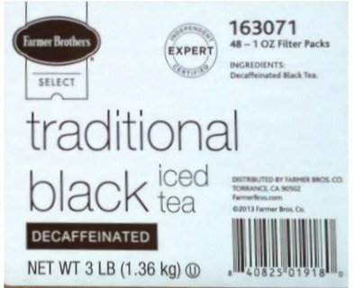 0840825019180 - FARMER BROTHERS BLACK TEA BAGS DECAF, ICED TEA-48 COUNT, 1 OZ EACH