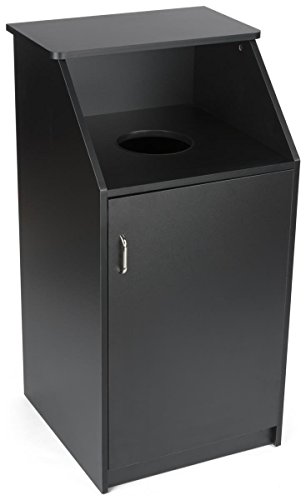 0840844125367 - DISPLAYS2GO LCKDTLCSBK CAFE AND LUNCH DINING TRASH RECEPTACLE, CIRCULAR OPENING, 36 GAL, BLACK
