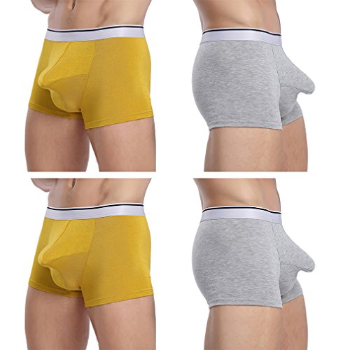 8409106800651 - KAIDI MENS SEXY BREATHE UNDERWEAR BRIEFS BULGE POUCH SHORTS UNDERPANTS (XL, GRAY+YELLOW(4 PACK))