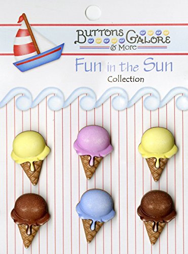 0840934098144 - BUTTONS GALORE FN-104 FUN IN THE SUN ICE CREAM CONES BUTTONS