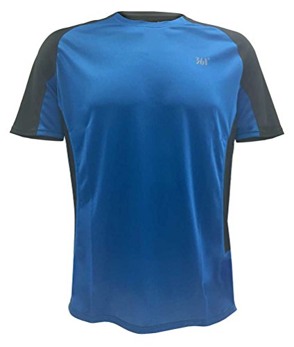0840939126576 - 361 DEGREES MEN'S ATHLETIC WORKOUT DRY-FIT TEE, ROYAL/BLACK. 301610116-6062-M