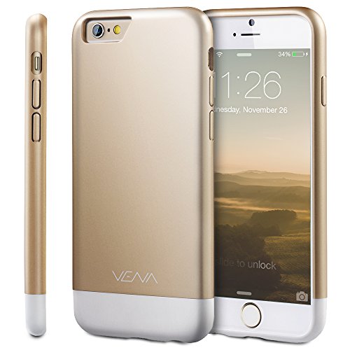 0840981111339 - IPHONE 6 CASE - VENA DOCK-FRIENDLY ULTRA SLIM FIT HARD POLYCARBONATE CASE FOR APPLE IPHONE 6 (4.7) - CHAMPAGNE GOLD / WHITE