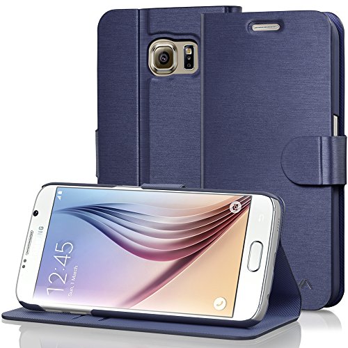0840981113074 - SAMSUNG GALAXY S6 WALLET CASE, VENA DRAW BENCH PU LEATHER WALLET FLIP COVER WITH STAND AND CARD SLOTS FOR SAMSUNG GALAXY S6 2015 ONLY (NOT COMPATIBLE WITH GALAXY S6 EDGE) (OXFORD BLUE)