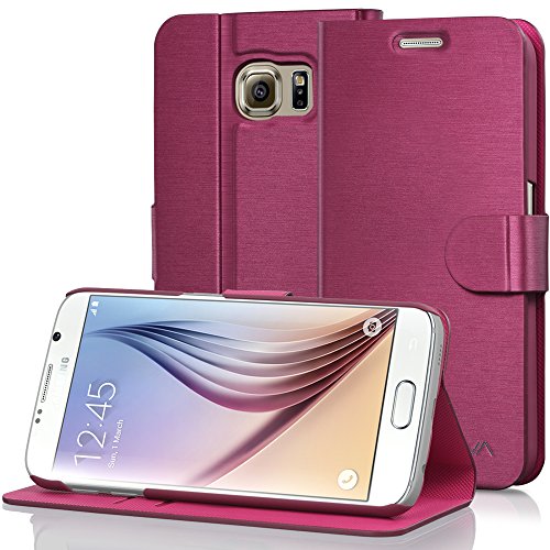 0840981113081 - SAMSUNG GALAXY S6 WALLET CASE - VENA DRAW BENCH PU LEATHER WALLET FLIP COVER WITH STAND AND CARD SLOTS FOR SAMSUNG GALAXY S6 2015 ONLY (NOT COMPATIBLE WITH GALAXY S6 EDGE) (BURGUNDY RED)