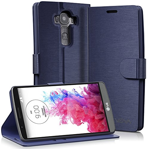 0840981113852 - LG G4 WALLET CASE - VENA® DRAW BENCH PU LEATHER WALLET FLIP COVER WITH STAND AND CARD SLOTS FOR LG G4 (NOT LEATHER BACK COMPATIBLE) (OXFORD BLUE)