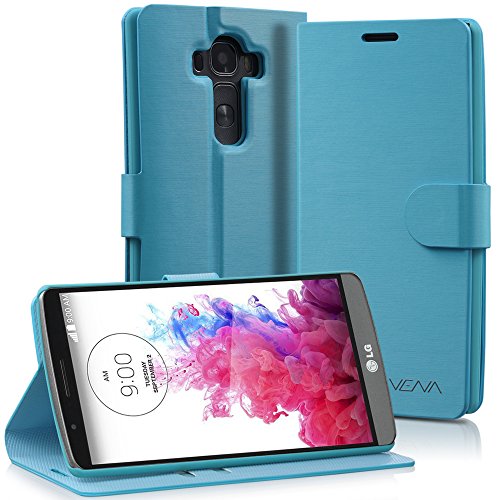 0840981113876 - LG G4 WALLET CASE - VENA DRAW BENCH PU LEATHER WALLET FLIP COVER WITH STAND AND CARD SLOTS FOR LG G4 (NOT LEATHER BACK COMPATIBLE) (ELECTRIC BLUE)