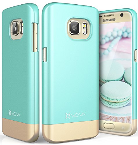 0840981117164 - GALAXY S7 CASE, VENA DOCK-FRIENDLY ULTRA SLIM FIT HARD CASE COVER FOR SAMSUNG GALAXY S7 (TEAL/CHAMPAGNE GOLD)