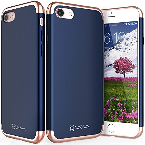 0840981117560 - IPHONE 7 CASE, VENA DOCK-FRIENDLY SLIM FIT HARD CASE COVER FOR APPLE IPHONE 7 (4.7-INCH) (NAVY BLUE/ROSE GOLD)