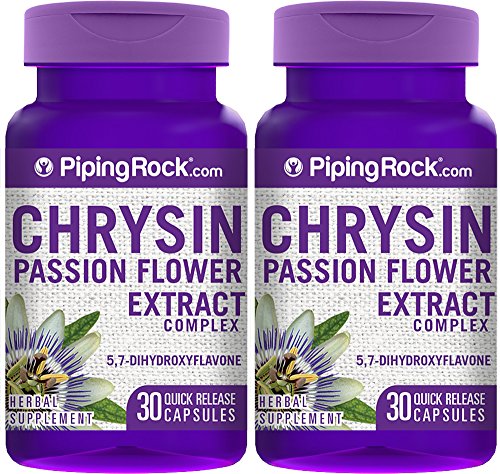 0840994122186 - PIPING ROCK CHRYSIN PASSION FLOWER EXTRACT COMPLEX 500 MG 2 BOTTLES X 30 QUICK RELEASE CAPSULES 5 7 DIHYDROXYFLAVONE HERBAL SUPPLEMENT
