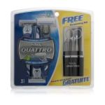 0841058022060 - QUATTRO HIGH PERFORMANCE DISPOSABLE RAZORS + FREE GROOMING KIT HAIR REMOVAL PRODUCTS