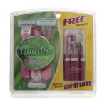 0841058022077 - QUATTRO FOR WOMEN HIGH PERFORMANCE DISPOSABLE RAZORS + FREE PEDICURE KIT FACIAL TREATMENT PRODUCTS