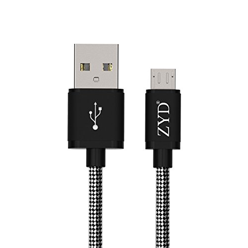 0841063100258 - ZYD NEW PREMIUM CARBON FIBER NYLON BRAIDED MICROUSB CABLE WITH PATENT, 3.3FT/1M, DURABLE IN USAGE WITH ALUMINUM SHELL, TANGLE-FREE FLEXIBLE IN FOLD AND UNFOLDING, EASY TO CARRY, HIGH SPEED USB 2.0 A MALE TO MICRO B FOR ANDROID, SAMSUNG, HTC, NOKIA, NEXUS