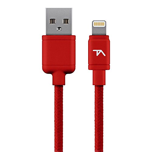 0841077108189 - APPLE CERTIFIED LIGHTNING CABLE BY TECH ARMOR - 6FT RED - TOUGH-BRAIDED EXTRA-STRONG JACKET - SYNC/CHARGE IPHONE & IPAD - 2-YEAR WARRANTY