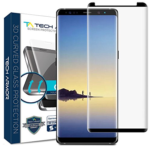 0841077108769 - SAMSUNG GALAXY NOTE 8 GLASS SCREEN PROTECTOR FROM TECH ARMOR, 3D CURVED BALLISTIC GLASS, CASE-FRIENDLY, BLACK -