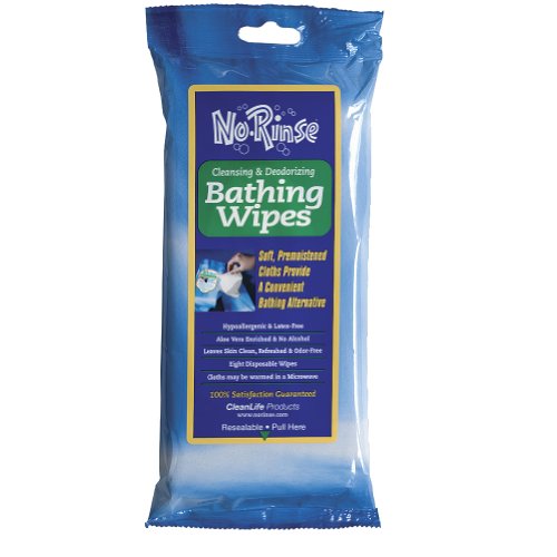 0841110110469 - (8 PACKS) NO RINSE BATHING BODY CLEANSING & DEODORIZING WIPES - 64 TOTAL
