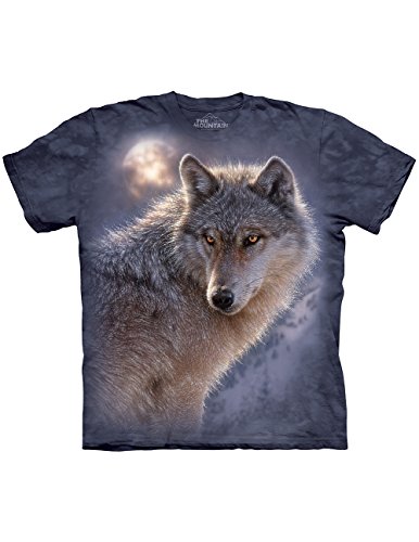 0841110151493 - THE MOUNTAIN MOON-LIT ADVENTURE WOLF GRAY T-SHIRT, HAND-DYED