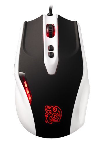 0841163043554 - THERMALTAKE ESPORTS BLACK GAMING MOUSE - COMBAT WHITE EDITION (MO-BLK002DTG01)