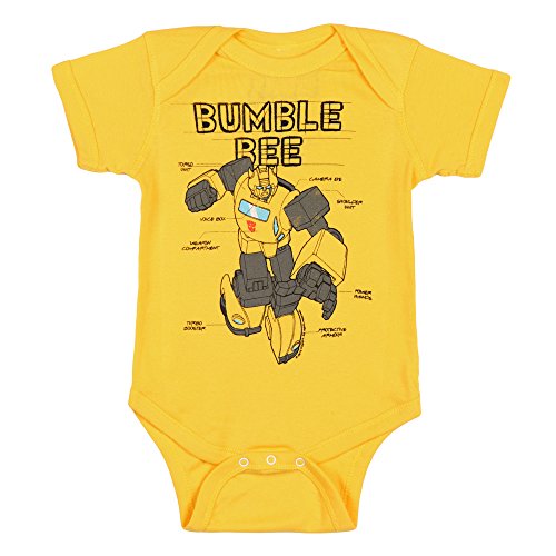 0841183161450 - TRANSFORMERS BUMBE BEE DIAGRAM BABY ROMPER SNAPSUIT-YELLOW (0-6 MONTHS)