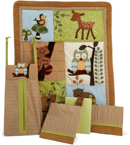 0084122063051 - LAMBS & IVY 5 PIECE BEDDING SET, ENCHANTED FOREST