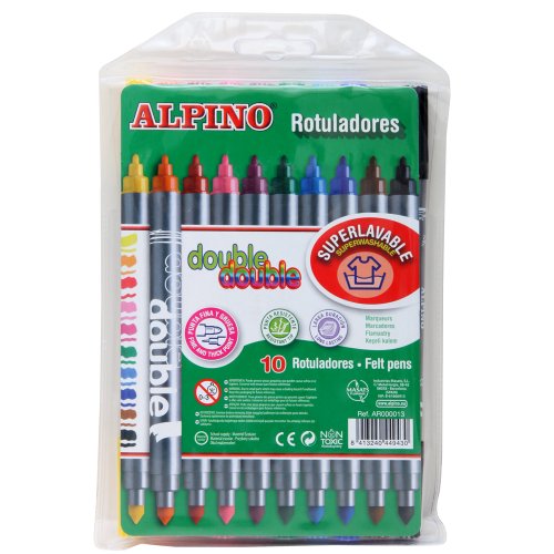 8413240449430 - DOUBLE DOUBLE FELT PENS 10 WASHABLE MARKERS FINE AND THICK TIPS
