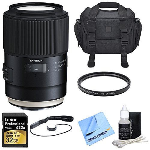 0841434120984 - TAMRON SP 90MM F/2.8 DI VC USD 1:1 MACRO LENS FOR CANON WITH BUNDLE INCLUDES, MULTICOATED UV PROTECTIVE FILTER, CAMERA BAG, LENS CAP KEEPER, LENS CLEANING KIT, MICRO FIBER CLOTH & 32GB MEMORY CARD.