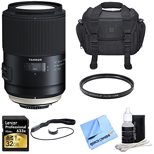 0841434121004 - TAMRON SP 90MM F/2.8 DI VC USD 1:1 MACRO LENS FOR NIKON WITH BUNDLE INCLUDES, MULTICOATED UV PROTECTIVE FILTER, CAMERA BAG, LENS CAP KEEPER, LENS CLEANING KIT, MICRO FIBER CLOTH & 32GB MEMORY CARD.