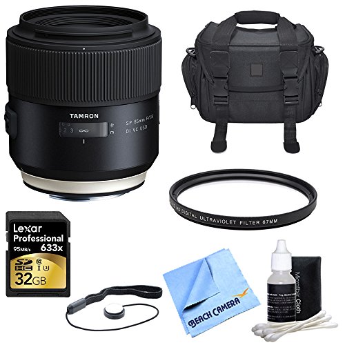 0841434121073 - TAMRON SP 85MM F1.8 DI VC USD LENS FOR CANON FULL-FRAME EF MOUNT CAMERAS W/BUNDLE INCLUDES, UV PROTECTIVE FILTER, CAMERA BAG, LENS CAP KEEPER, LENS CLEANING KIT, MICRO FIBER CLOTH & 32GB MEMORY CARD.
