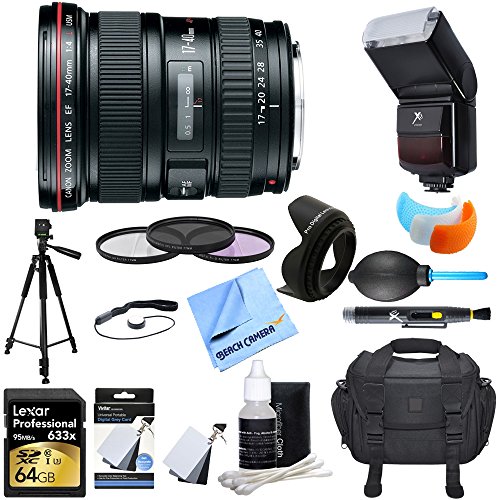 0841434137746 - CANON (8806A002) EF 17-40MM F/4 L USM LENS ULTIMATE ACCESSORY BUNDLE INCLUDES LENS, 64GB SDXC MEMORY CARD, FLASH, FLASH COVER, TRIPOD, 77MM FILTER KIT, LENS HOOD, BAG, CLEANING KIT AND MORE